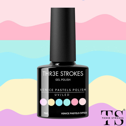 GV7 THR3E STROKES Gel Nail Polish Set- 6 Colors Pastel Gel Polish All Seasons Skin Tones Pink Neutral Brown Gel Polish Kit (Uv/Led Lamp Required) Shades Need At Least 3 Layers, Shine Finish, 7.5 Milliliters (VENICE PASTEL VP22, 15ml)