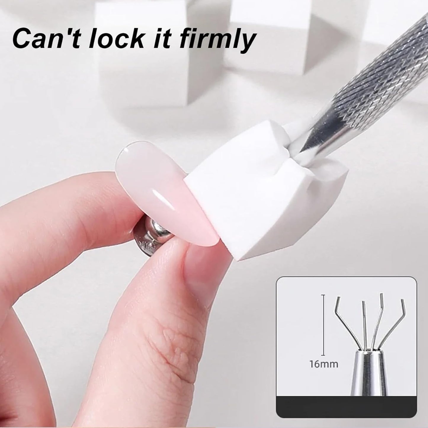 GV120 4 Claws Nail Sponge Metal Grabber with 100 Pcs Mini Replaceable Nail Sponges Blocks for Ombre Nail Art Sponges Nail Art Tools for Nail Supplies Nail Accessories (CUBE + PICKER)