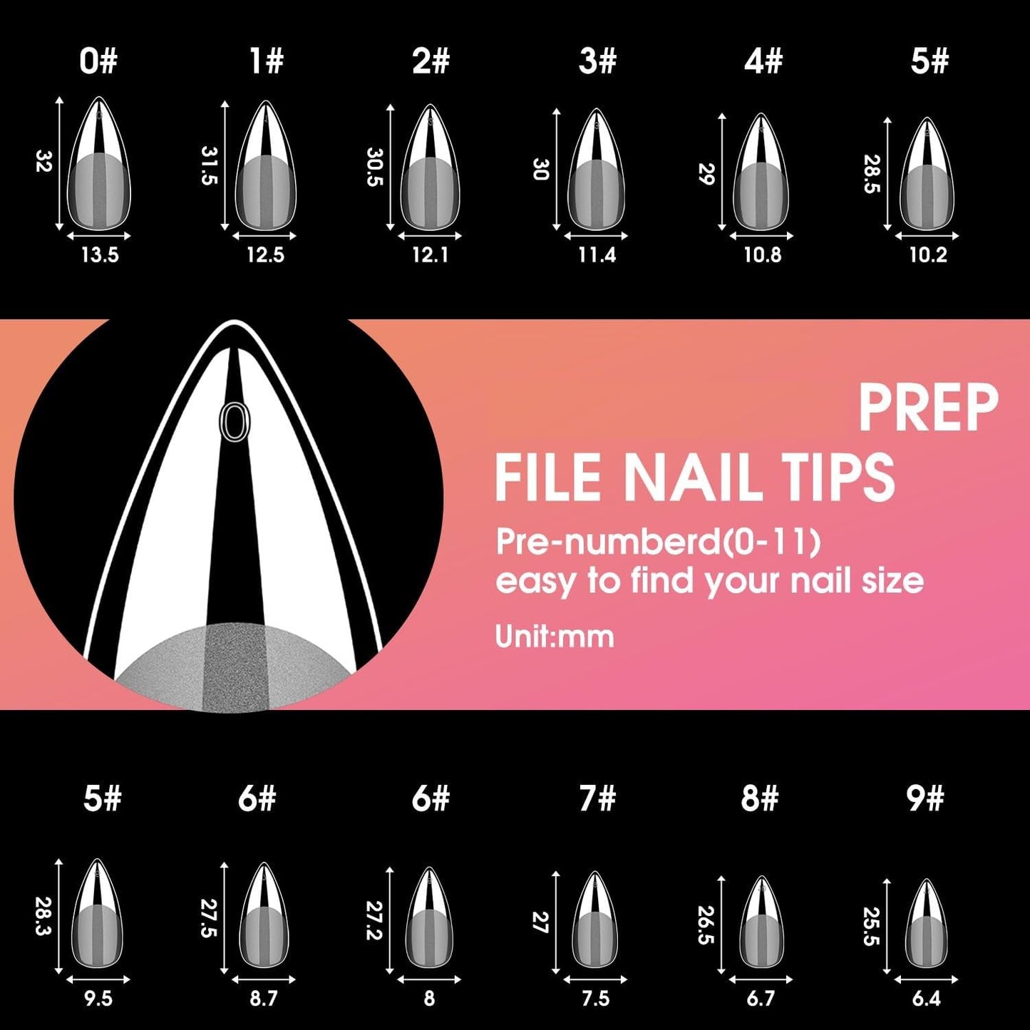 GV26 THR3E STROKES Soft Gel Nail Tips, Full Cover Clear Soft Nail Tips for Artificial False Nails Extension Nail Salons DIY Nail Art with Box, 550PCS (SHORT STILETTO N13)