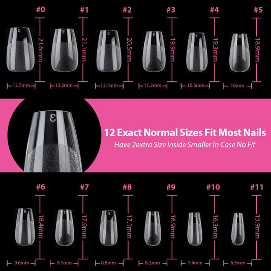 GV24 THR3E STROKES Soft Gel Nail Tips, Full Cover Clear Soft Nail Tips for Artificial False Nails Extension Nail Salons DIY Nail Art with Box, 550PCS (SHORT COFFIN N22)