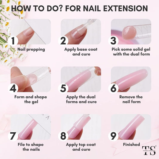 GV45 THR3E STROKES Solid Builder Nail Gel,15ML 4 in 1 Nail Extension Gel UV Nail Glue for Acrylic Nails Rhinestones Gel 3D Nail Sculpture Gel 3D Molding Hard Gel for Nails UV/LED Nail Lamp Required (Pink) (UV/LED LAMP REQUIRED)