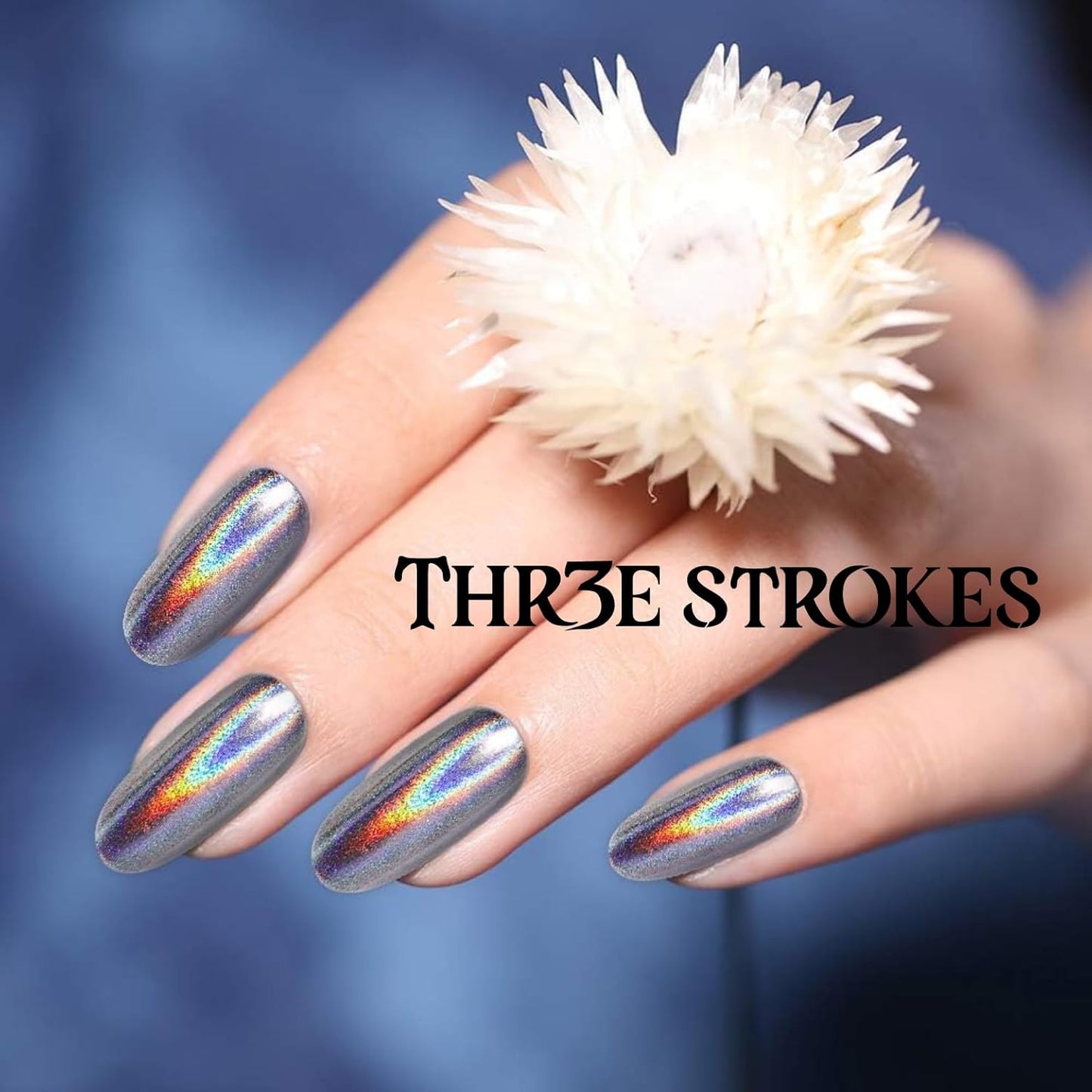 GV57 THR3E STROKES Chrome Nail Powder Metallic Mirror Glitter Effect Pigment Iridescent Aurora Mermaid Pearl Dust Kit for Gel Polish Nail Art Decoration, Resin Craft Arylic Powder (8) (Each 0.5gm)