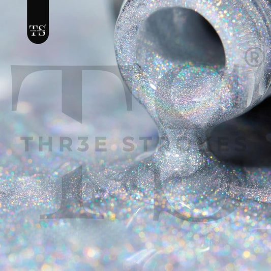 GV177 THR3E STROKES Rainbow Cat Eye Gel Nail Polish, 7.5ml Holographic 9D Sparkly Glitter Spring Gel Polish, Soak Off UV/LED Manicure Nail Art Designs, Flakie Finish