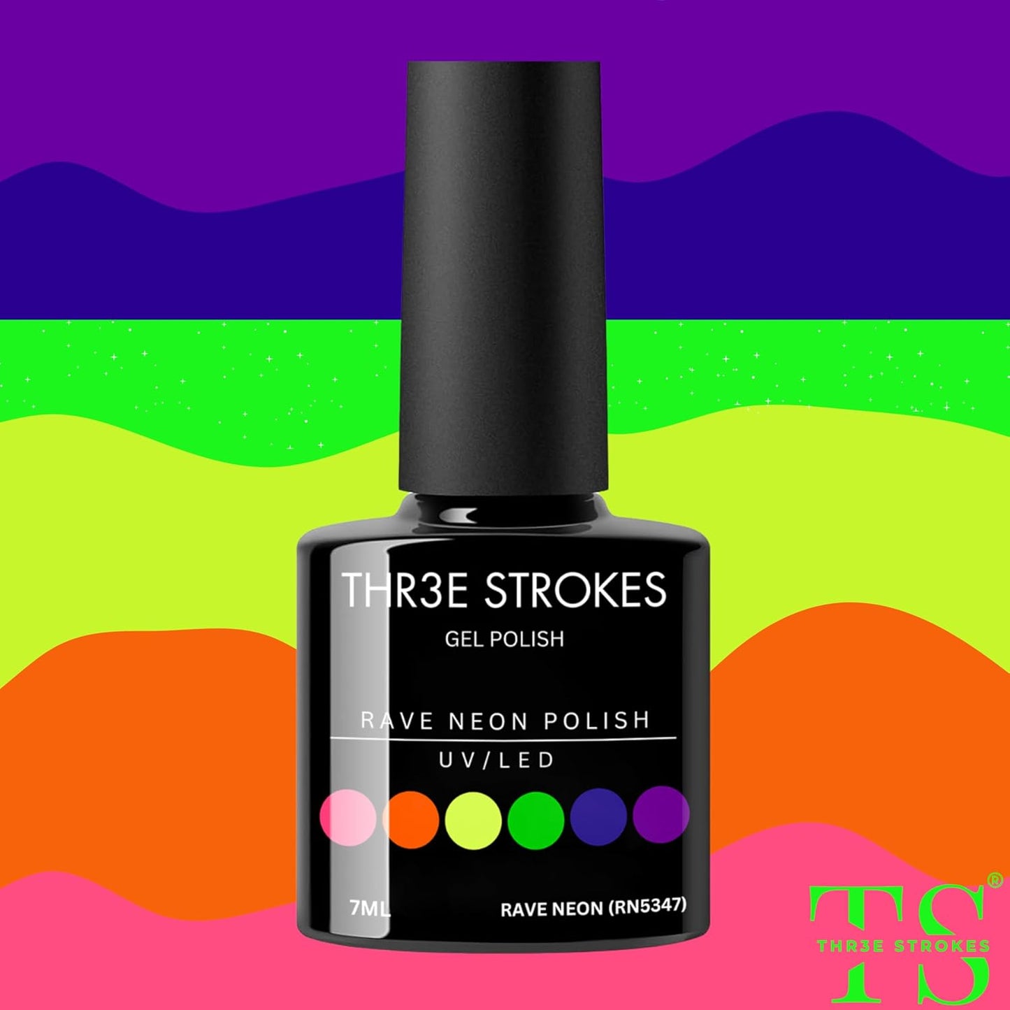GV13 THR3E STROKES Gel Nail Polish Set- 6 Colors Nude Gel Polish All Seasons Skin Tones Pink Neutral Brown Gel Polish Kit (Uv/Led Lamp Required) Shades Need At Least 3 Layers, Shine Finish, 7.5 Milliliters (RAVE NEON RN5347, 15ml)
