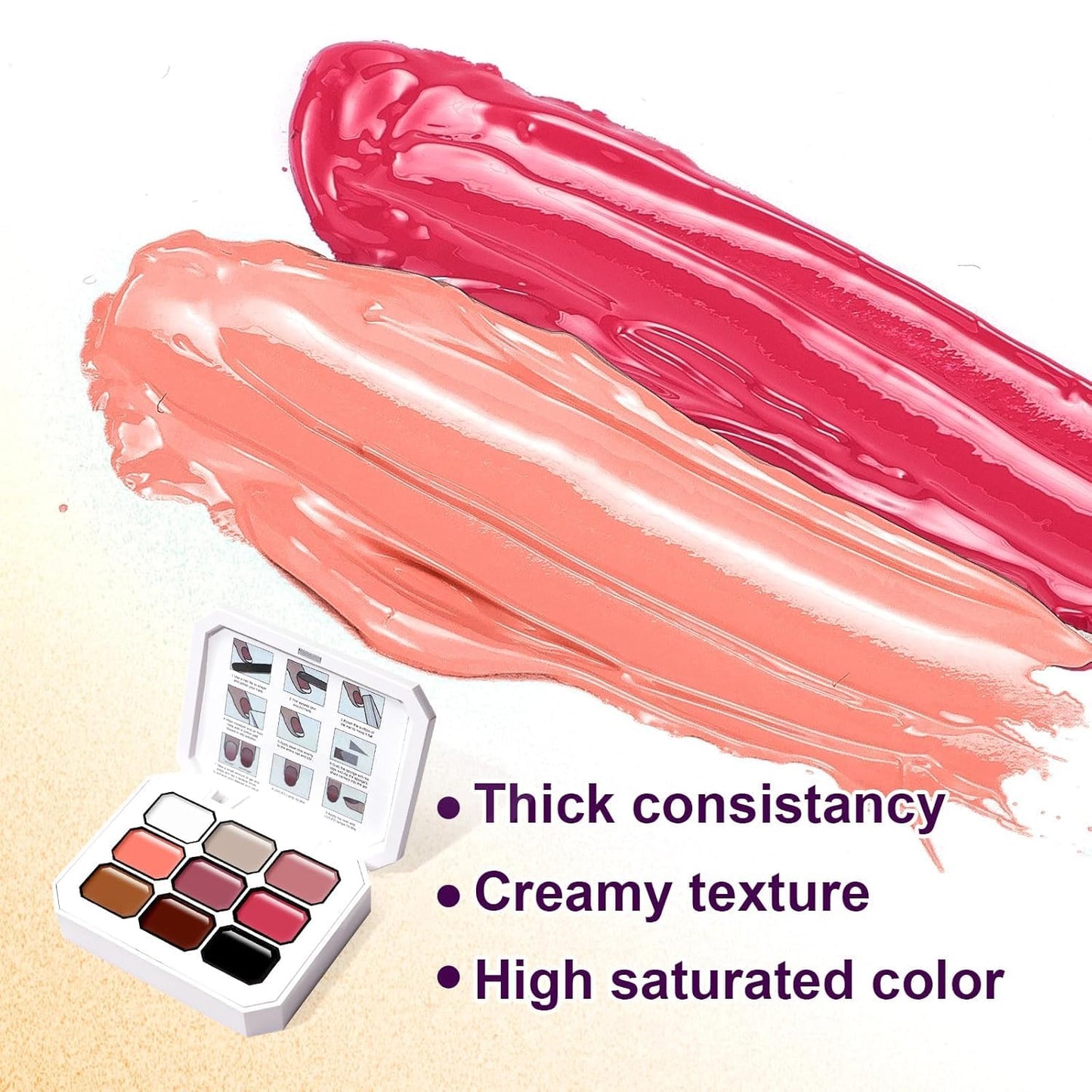 GV512 THR3E STROKES Solid Cream GelPolish Set, 9 Colors Pudding Gel Nail Polish Palette with Nail Brush, Nude Pink Orange Red Solid Gel Polish Nail Art Kit Soak Off Portable Gift for Girls/Friend DIY Home (B)