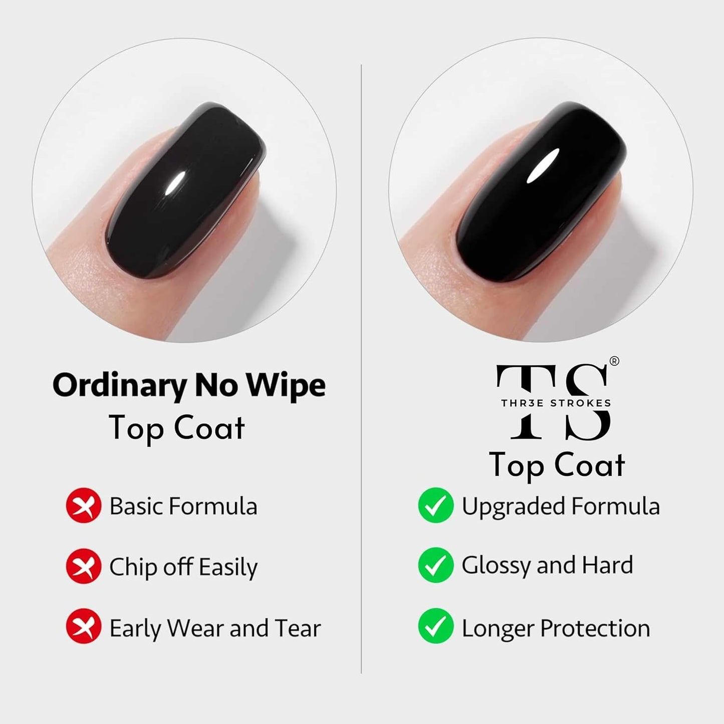 GV85 THR3E STROKES No-Wipe Top Coat and Base Coat Gel Set HEMA-FREE - Shine Finish Long Lasting, Soak-Off UV/LED Nail Lamp Cured Gel Base Top & Base Coat 15ml/each (Combo Pack) Nail Art Design Manicure Gifts for Women (GOLDEN SERIES)