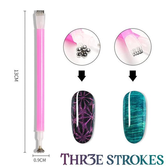 GV95 THR3E STROKES 10pcs Nail Magnet Set Cat Eye Magnet for Nails Magnetic Gel Polish Nail Polish Pens Nail Design Tools Nail Magnetic Stand Nail Art Tools