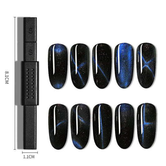 GV119 THR3E STROKES 12pcs Nail Magnet Tool Set Cat Eye Magnet for Nails Gradient Nail Design Magnetic Gel Nail Polish Pen Double Ended Magnet Sticks Nail Art Tools for DIY Salon (SET OF 12)