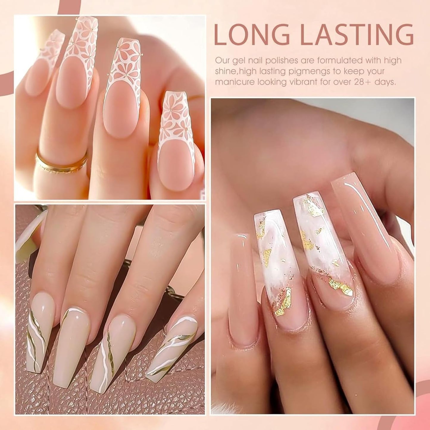 GV21 THR3E STROKES Gel Nail Polish Set - 12 Pcs 7.5ml Nude Light Pink All Seasons Skin Tones Neutral Pink Brown Gel Polish Kit, Soak Off UV LED Gel Polish Set Nail Art Salon Manicure DIY Gifts (V SERIES)