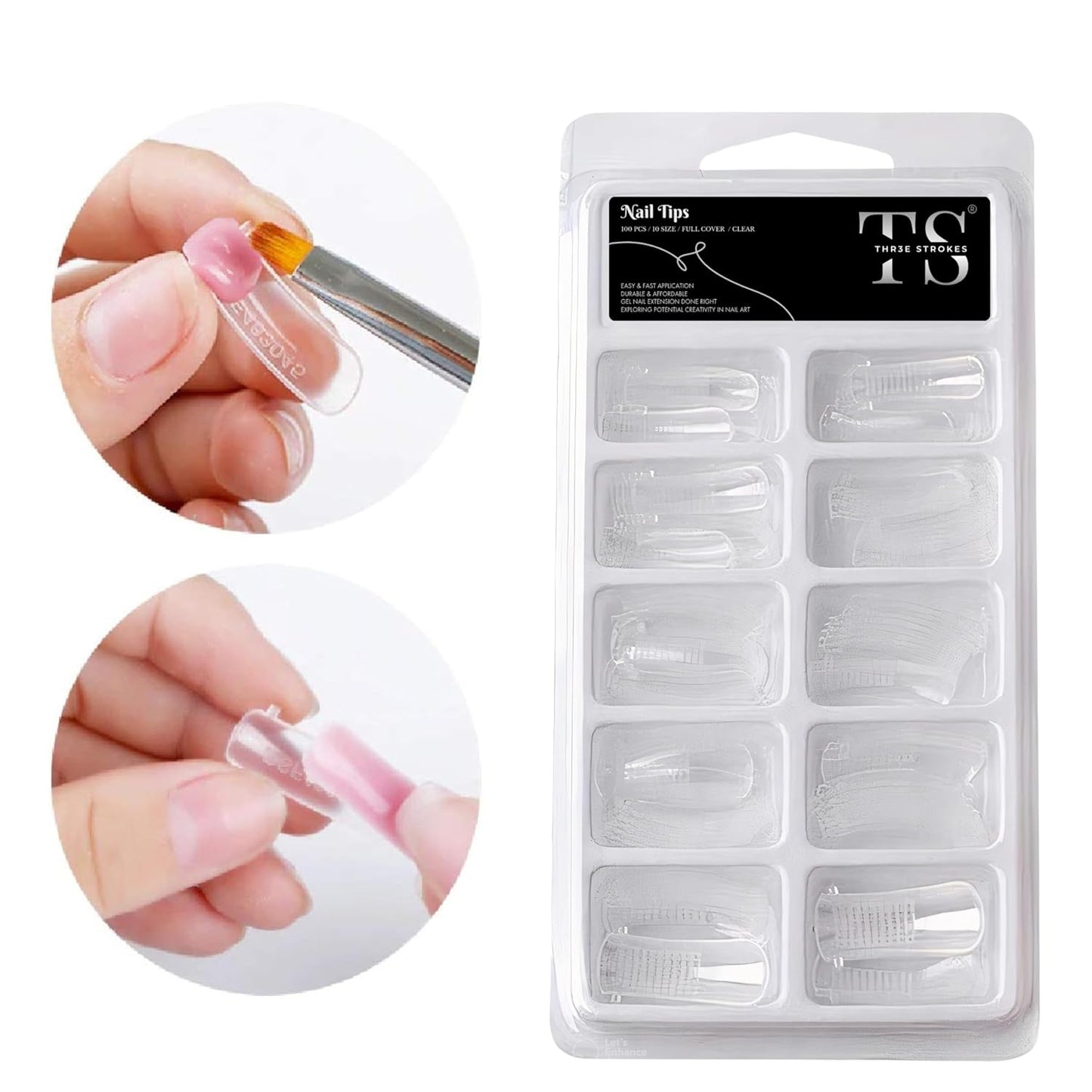 GV118 THR3E STROKES Poly Extension Gel Dual Nail Forms - 100pcs Poly Nail Gel Forms Acrylic Nails Mold Artificial UV Gel DIY Polish Manicure Tool