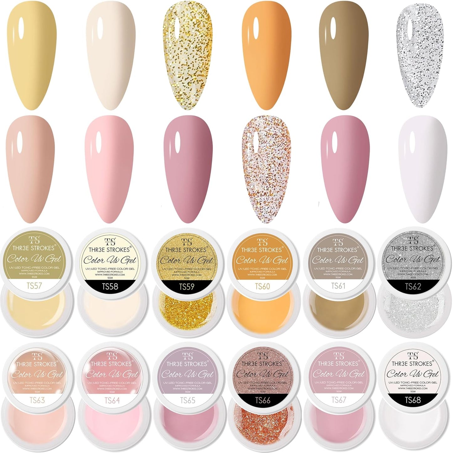 GV115 THR3E STROKES Gel Polish For Nail Art Set Of 6 long-lasting stay Gel Nail Polish Combo Set UV Lamp Dry 5ML (MYSTIC 57-68)