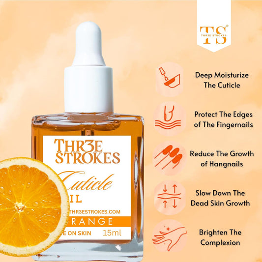 GV78 THR3E STROKES Naturale Revitalizing Cuticle Oil - Hydrating Oil For Repaired Cuticles Overnight - Remedy For Damaged Skin And Thin Nails - Paraben/Cruelty-Free Formula 15ML (ORANGE)
