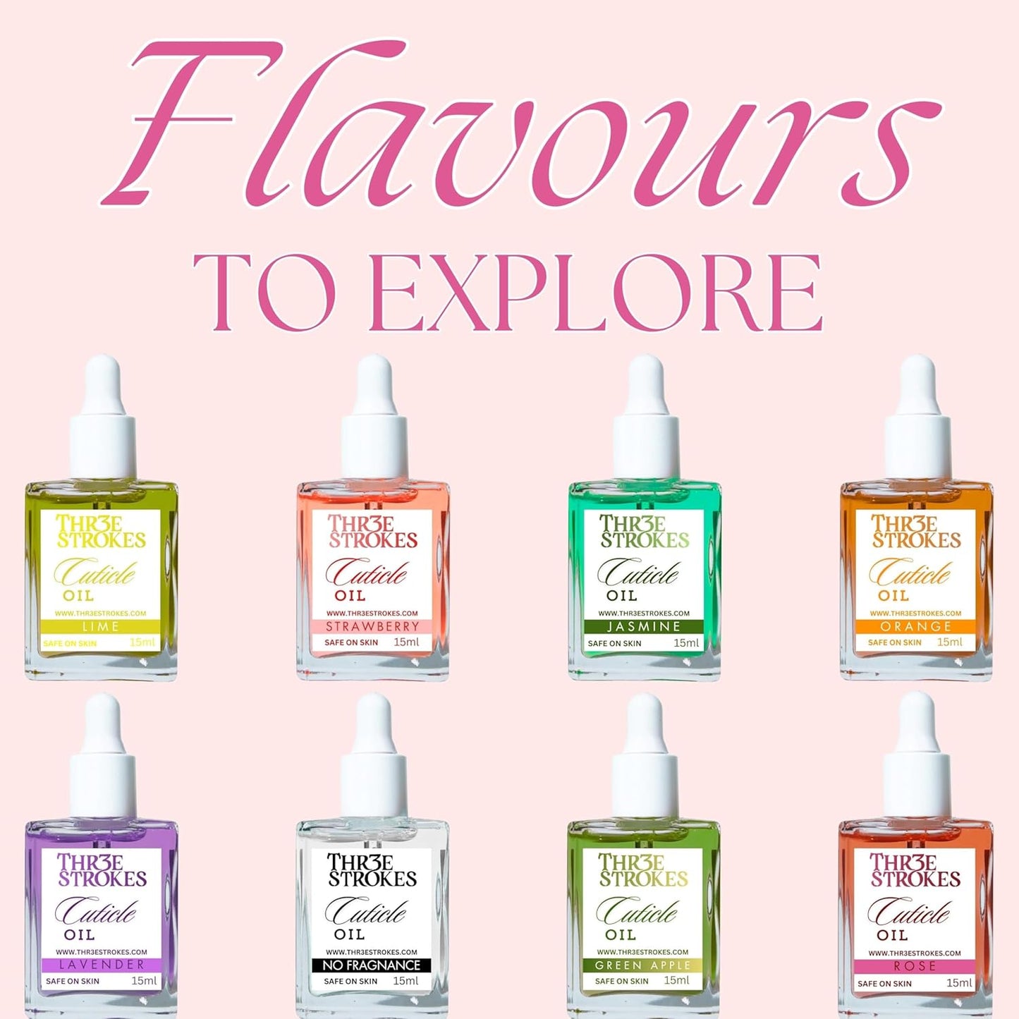 GV76 THR3E STROKES Naturale Revitalizing Cuticle Oil - Hydrating Oil For Repaired Cuticles Overnight - Remedy For Damaged Skin And Thin Nails - Paraben/Cruelty-Free Formula 15ML (STRAWBERRY)