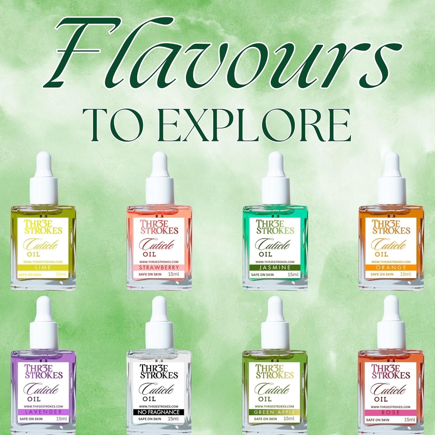 GV81 THR3E STROKES Naturale Revitalizing Cuticle Oil - Hydrating Oil For Repaired Cuticles Overnight - Remedy For Damaged Skin And Thin Nails - Paraben/Cruelty-Free Formula 15ML (JASMINE)