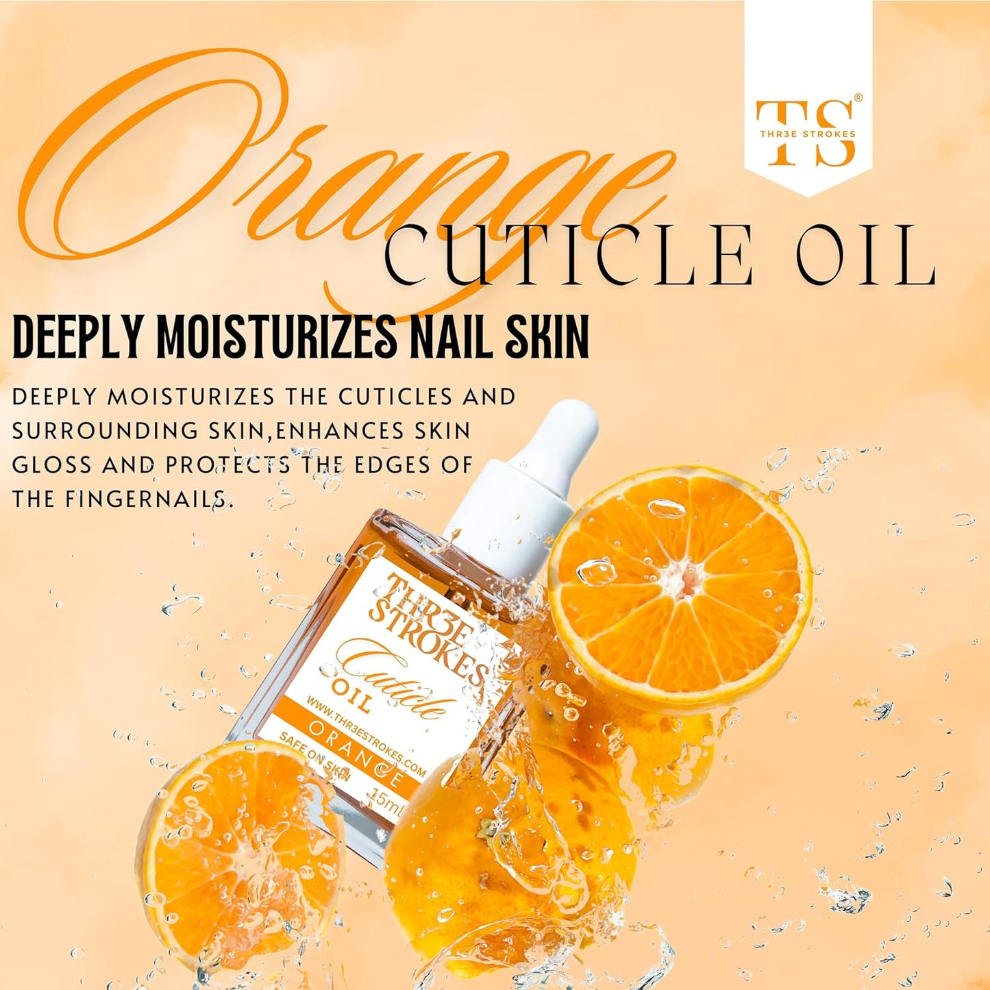 GV78 THR3E STROKES Naturale Revitalizing Cuticle Oil - Hydrating Oil For Repaired Cuticles Overnight - Remedy For Damaged Skin And Thin Nails - Paraben/Cruelty-Free Formula 15ML (ORANGE)