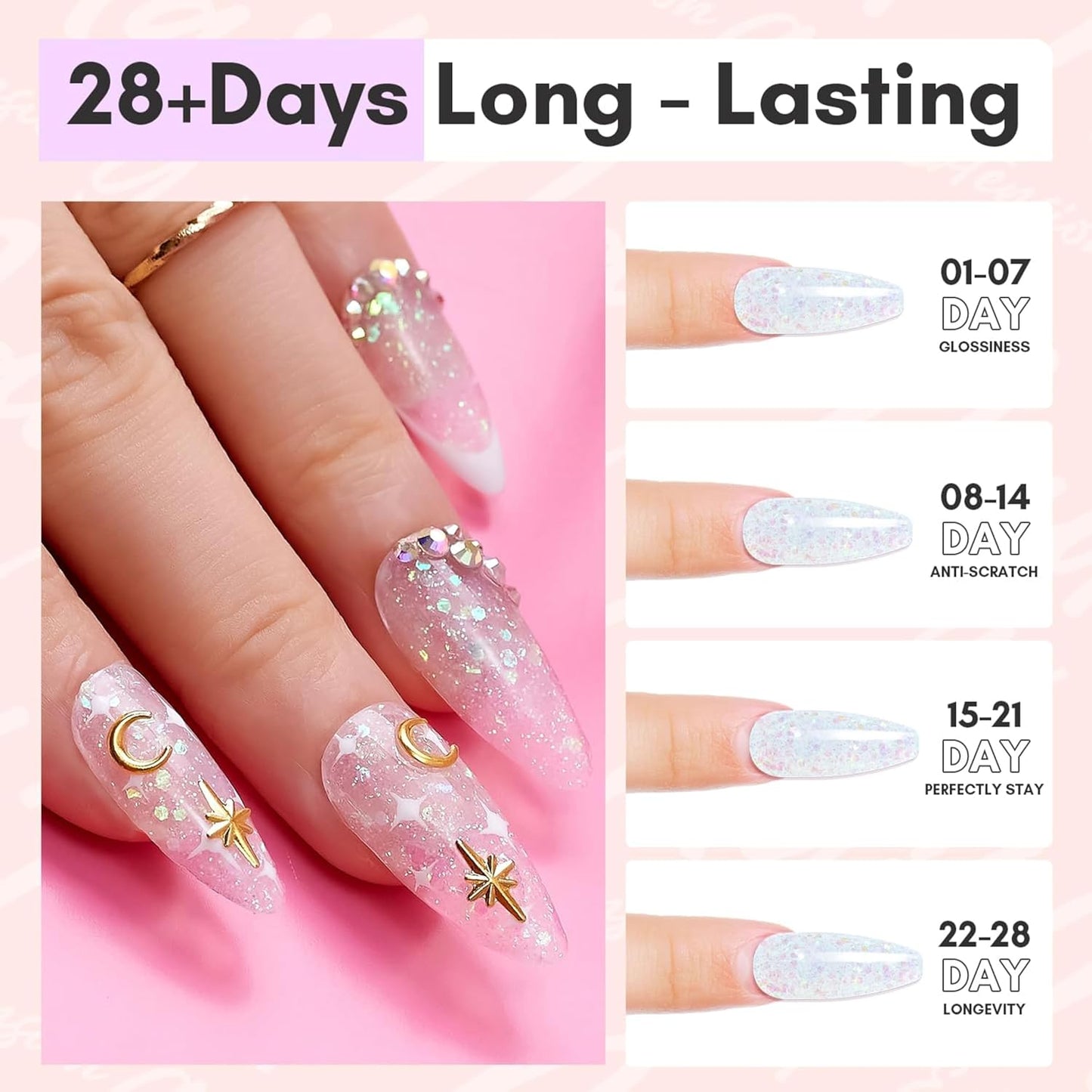 GV89 THR3E STROKES Poly Nail Gel 15ML Gel Builder for Nails, Glitter Clear, Gel Nail Extension,Nail Strengthener Hard Gel Color Gel Multifunctional Long-Lasting and Easy to Use for DIY Salon Quality (AURORA)