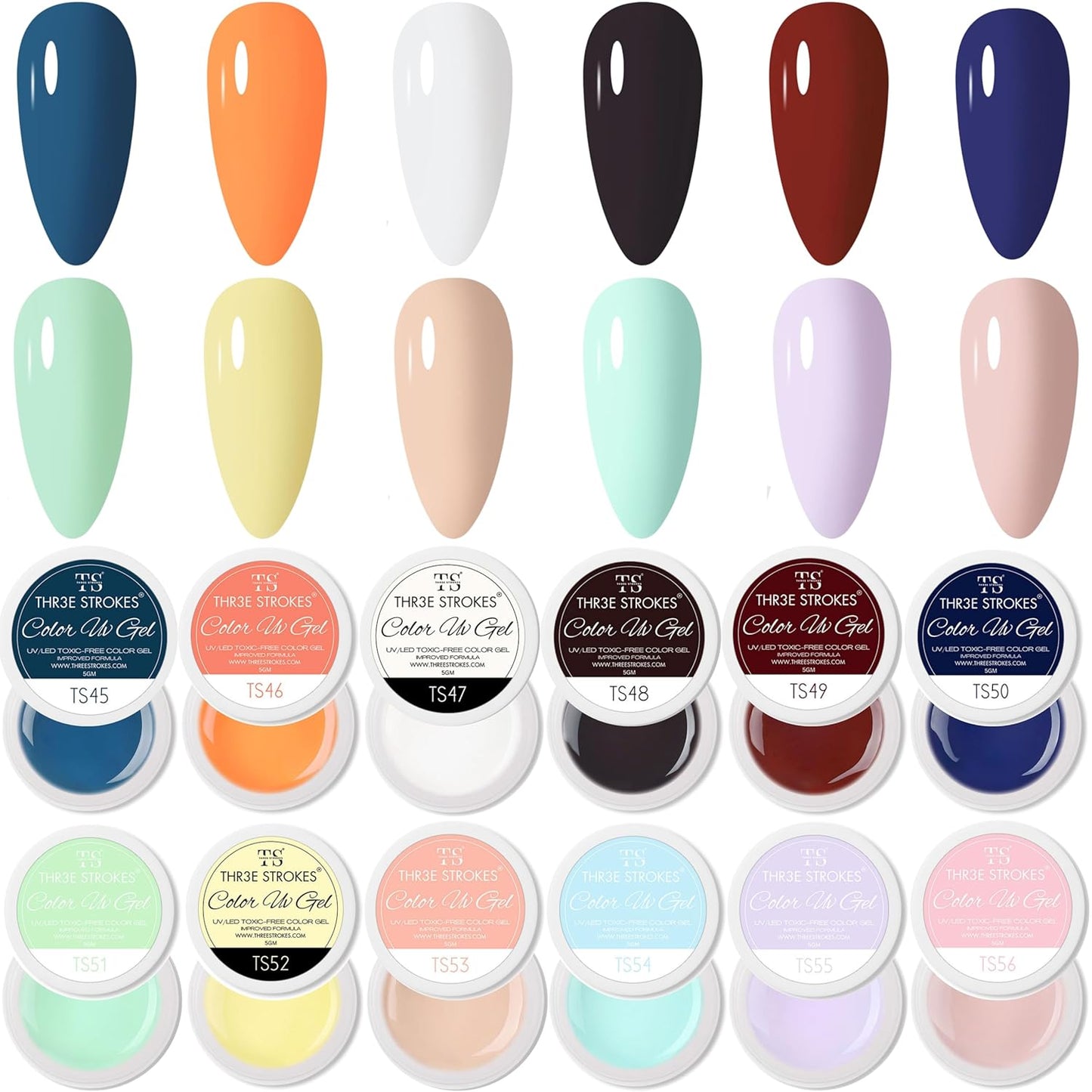 GV114 THR3E STROKES Gel Polish For Nail Art Set Of 6 long-lasting stay Gel Nail Polish Combo Set UV Lamp Dry 5ML (FURY 45-56)