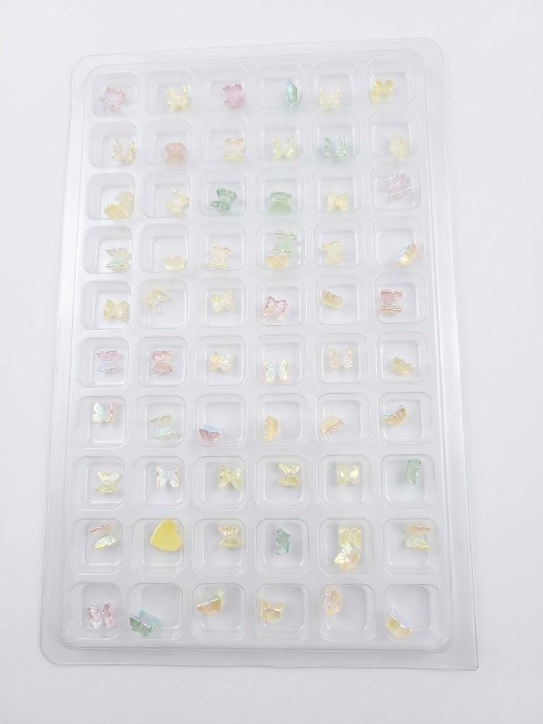 GV1083 3D Aurora Butterfly Nail Charms Set – Iridescent AB Resin Nail Art Decorations for Acrylic, Gel & DIY Manicure (60 Pcs Assorted Designs)