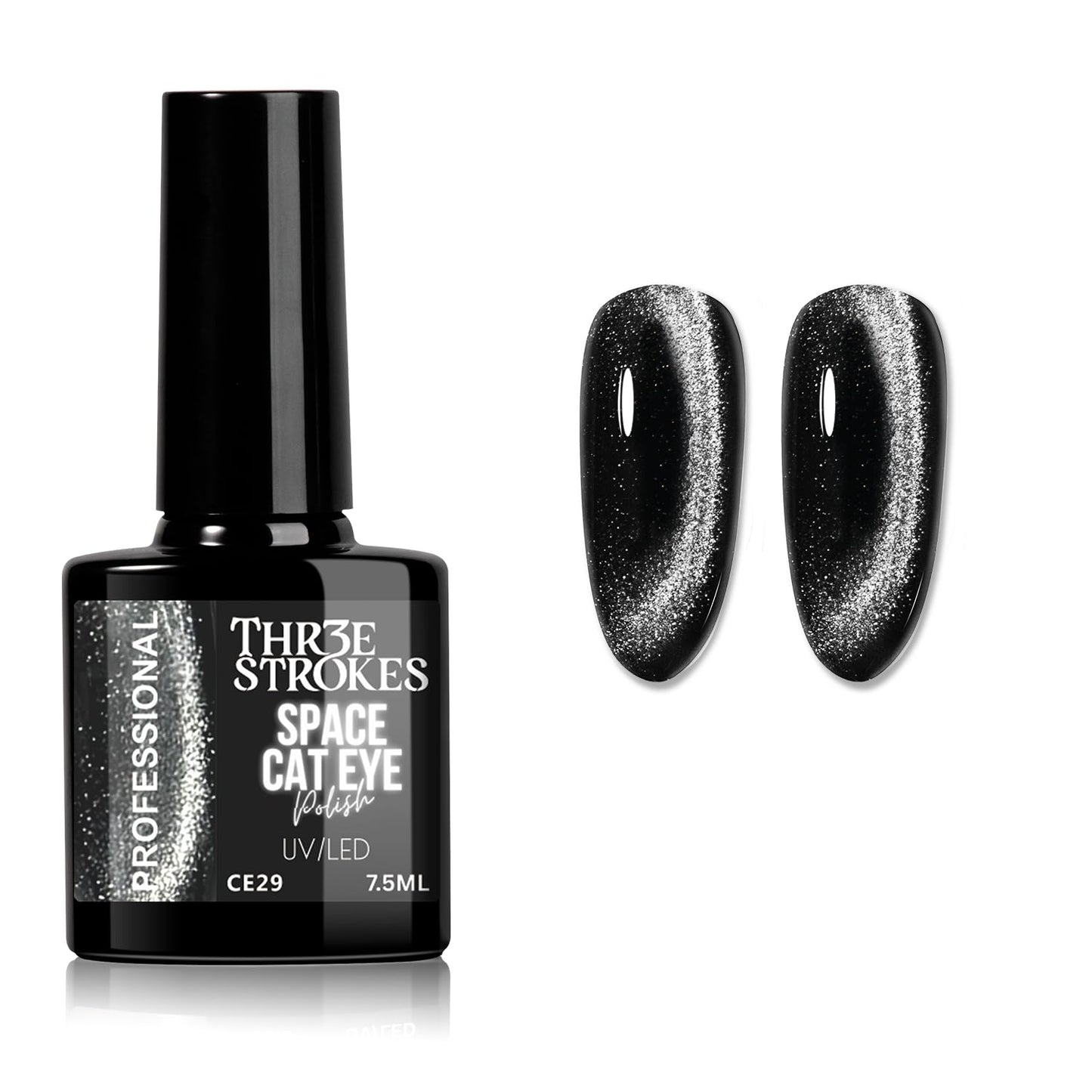 GV1127 THR3E STROKES 9D Glitter Cat Eye Gel Magnetic Nail Polish Art Manicure DIY at Home Soak Off UV Gel 7.5ML (CE29, 7.5ML)