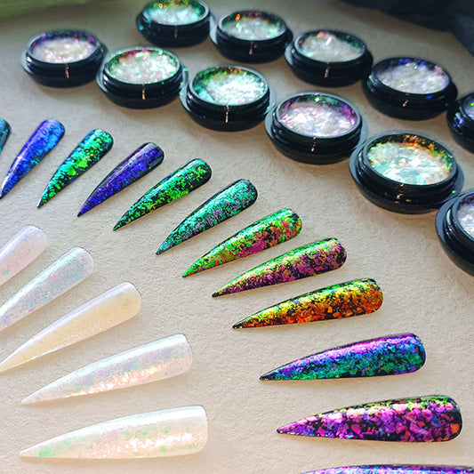 GV854 Transparent Chameleon Aurora Nail Powder – Glitter Chrome Pigment
