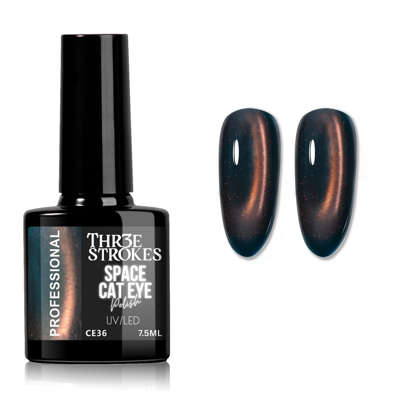GV1134 THR3E STROKES 9D Glitter Cat Eye Gel Magnetic Nail Polish Art Manicure DIY at Home Soak Off UV Gel 7.5ML (CE36, 7.5ML)