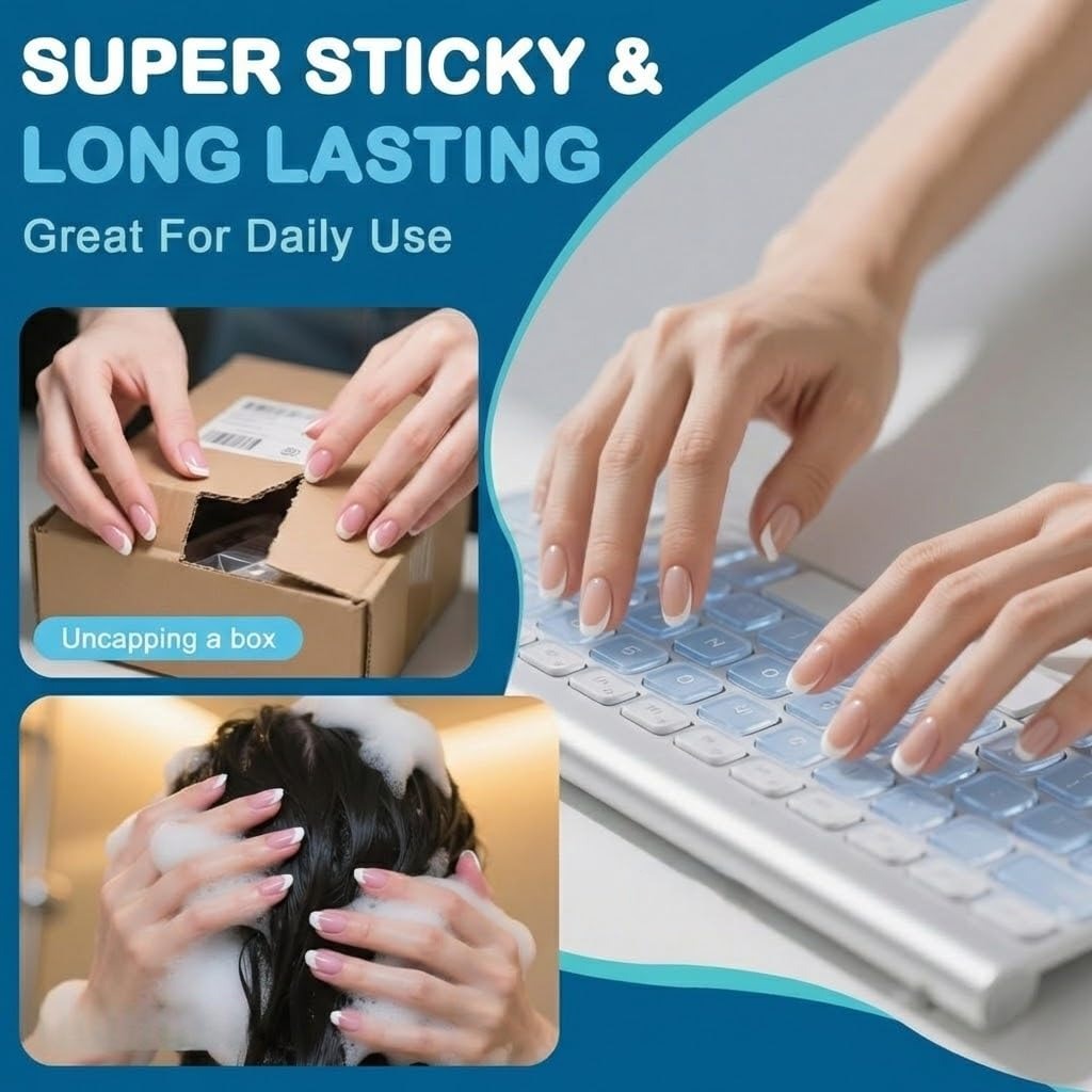 GV905 TS 720Pcs Nail Adhesive Tabs Double Sided Glue Stickers for Press on Nails - Waterproof Jelly Sticky False Nail Tips - Breathable Transparent Manicure Glue Sheets (30 Pack + 3 Orange Stick + 1FILLER)
