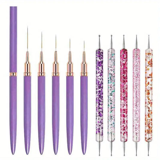 GV751 Nail Art Liner Brush Set – Double-Ended Striping, Drawing & Gel Painting Pens for Professional Manicure and Nail Design
