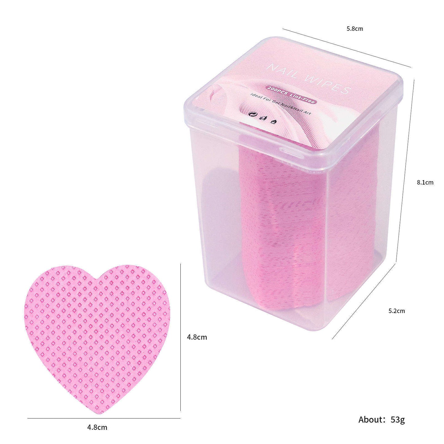 GV900 200pcs Lint-Free Nail Polish Remover Cotton Pads Heart Wipes Paper Eyelash Glue Cleaner Nail Supplies