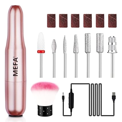 GV771 Professional Portable Electric Nail Drill with 6PCS Drill Bits & Cuticle Oil Pen – Efile Nail Machine for Acrylic, Gel & Dip Powder Manicure and Pedicure
