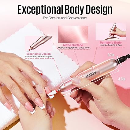 GV771 Professional Portable Electric Nail Drill with 6PCS Drill Bits & Cuticle Oil Pen – Efile Nail Machine for Acrylic, Gel & Dip Powder Manicure and Pedicure