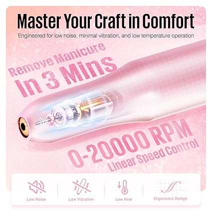 GV771 Professional Portable Electric Nail Drill with 6PCS Drill Bits & Cuticle Oil Pen – Efile Nail Machine for Acrylic, Gel & Dip Powder Manicure and Pedicure