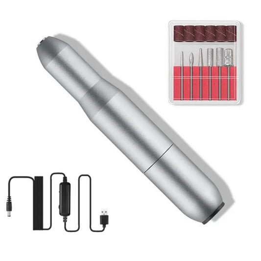 GV592 Electric Nail Polishing Machine, Professional Nail File Machine with Ceramic and Metal Grinding Head, Portable USB Nail File Grinding Drill Machine for Acrylic Gel Nails