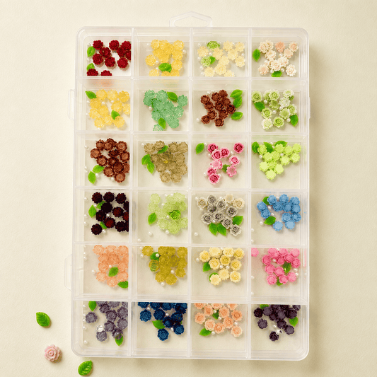 GV734 Nail Art Charms – Assorted Floral & Leaf Designs for DIY Manicure & Pedicure, Alcohol-Free Nail Art Decorations