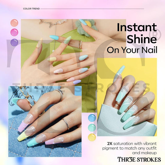 GV1152 THR3E STROKES Poly Gel Nail Kit 6 Colors with 6W Nail Lamp Extension Gel Kit Nude Clear Pink Black Glitter Complete Starter Tools for Beginner Thickening Solutions DIY at Home for Women(MINIMUM 180S TO DRY)(BEGGINERS KIT) (4)