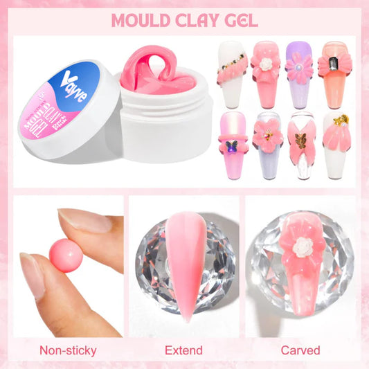 GV1014 Vayve Solid Mould Clay Gel 15g | 4-in-1 Non-Sticky Nail Extension Gel (Dark Pink)