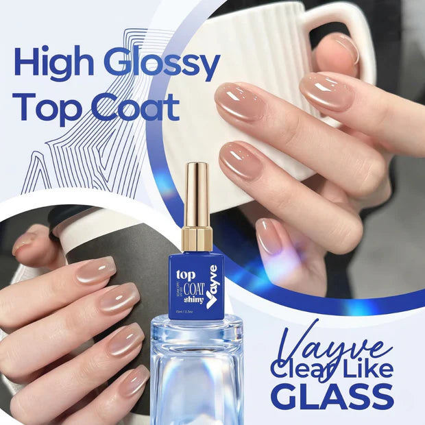 GV958 Vayve Glossy Gel Top Coat 15ml | High Shine UV/LED Soak-Off Top Coat