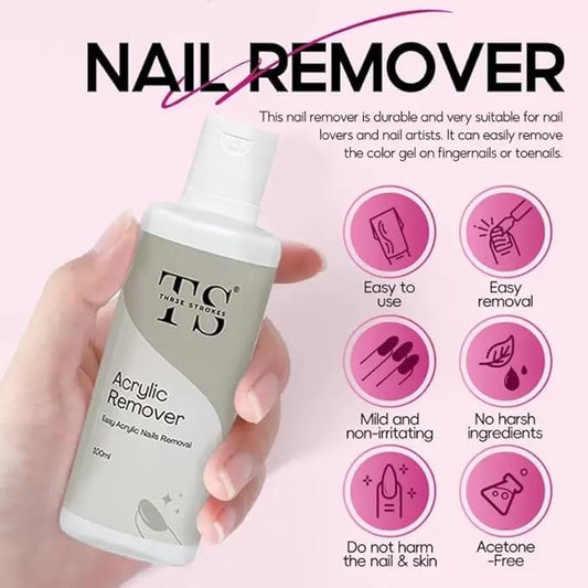 GV181 THR3E STROKES 100ml Acrylic Remover, Gel Nail Polish Remover for Nails Professional Removes Gel Nail Polish, Quick & Easy Polish Remover In few Minutes Don't Hurt Your Nails