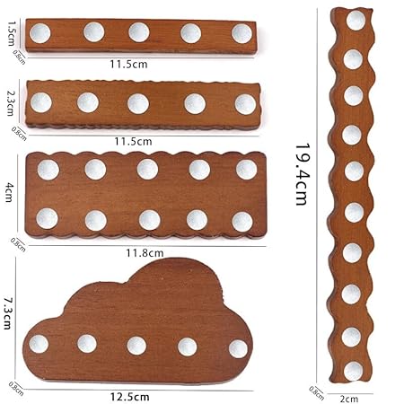 GV197 THR3E STROKES Sets Wooden Nail Display Stand - Tip Practice Stand With Magnetic Holder for DIY Nail Art and Manicure Tools (Gold and Silver) (dark brown)