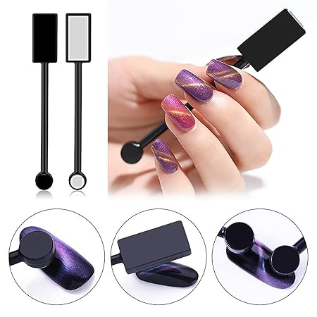 GV202 THR3E STROKES 15Pcs Nail Magnet Set Cat Eye Gel Nail Polish Magnet Wand Magnetic Nail Polish Cat Eye Magnet for Nails Cat Eye Magnets Sticks Nail Design Tools Nail Art Accessories