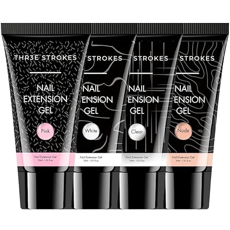 GV205 THR3E STROKES Poly Gel Nail Kit: PolyGel with Slip Solution Mini U V Nail Light Poly Nail Gel Kit for Beginners with Everything Extension ( MINIMUM 180S TO DRY) (JADE KIT)