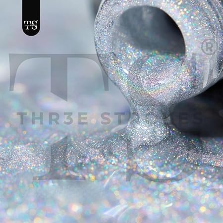 GV209 THR3E STROKES Rainbow Cat Eye Gel Nail Polish, 7.5ml Holographic 9D Sparkly Glitter Spring Gel Polish, Soak Off UV/LED Manicure Nail Art Designs, Flakie Finish