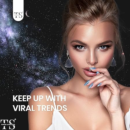 GV212 THR3E STROKES Gel NailPolish Cat Eye Gel Nail Polish Set, 6 Color Jelly Shimmer Glass Cat Eye Gel Nail Polish with Magnet Nude Reflective Clear Champagne Pink Purple Magnetic Gel Polish Gift Set 7ML (UV/LED LIGHT REQUIRED) (ASTEROID N54, )