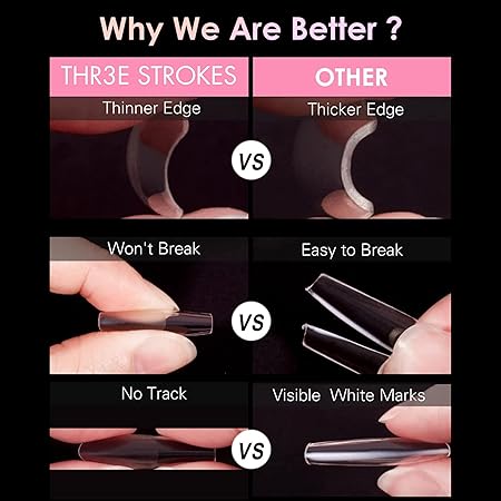 GV218 THR3E STROKES 120pcs Soft Gel Nail Tips, Gel X Nail Tips Clear Fake Nails Full Cover Soft Acrylic NailTips with Box for Extension Nail Manicure Salon Home DIY (Medium Almond)