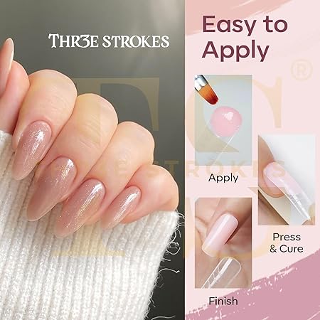 GV223 THR3E STROKES Poly Nail Gel Extension Kit for Builder Gel UV Nail Art Kit Nail Extension Set (Nude, Pink, White) (62 Items in the set)( MINIMUM 180S TO DRY)(BEGGINERS KIT) (2)