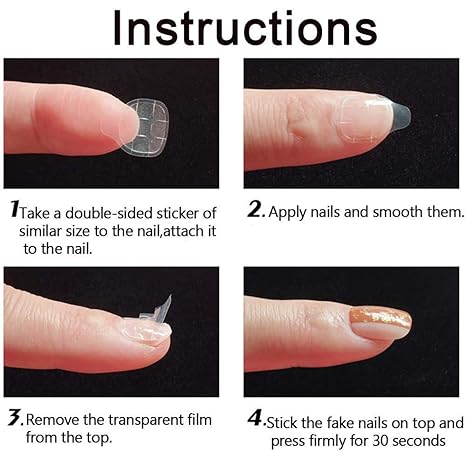 GV225 THR3E STROKES 50 Sheets Double-Sided Nail Jelly Sticker Waterproof Breathable Glue Tabs Jelly Glue Adhesive Tabs Super Sticky Fake Nail Glue Stickers for Manicure(50 Sheets 1200 pcs, 6.2 cm)