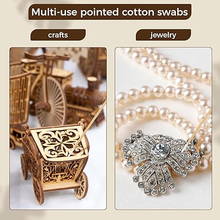 GV247 THR3E STROKES 100PCS Pointed Cotton Swabs in Storage Box - 4 inch Precision Microblading Cotton Tip Applicators - Small Cotton Stick for Makeup, Cosmetics, Eyebrows, Nails, Tattoo Permanent Supplies