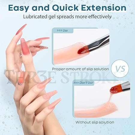 GV252 THR3E STROKES Poly Gel Slip Solution 100ML-Professional PolyGel Slip Solution For ExtenderGel, Builder Gel, UV/LED Nail Tips, Liquid Solution