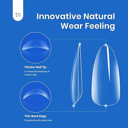 GV268 THR3E STROKES Soft Gel Nail Tips, Full Cover Clear Soft NailTips for Artificial False Nails Extension Nail Salons DIY NailArt with Box, 550PCS (MEDIUM ALMOND P4)