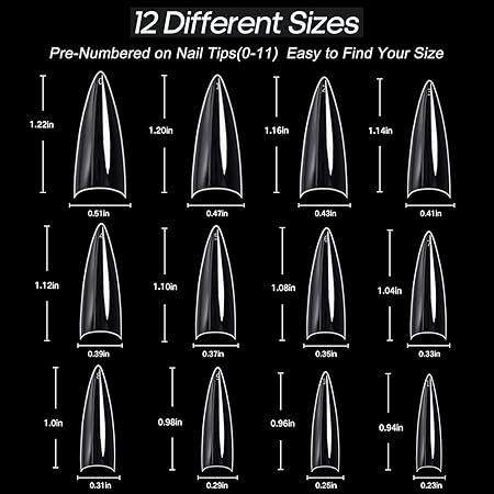 GV271 THR3E STROKES Soft GelNail Tips, Full Cover Clear Soft Nail Tips for Artificial FalseNails Extension Nail Salons DIY NailArt with Box, 550PCS (MEDIUM STILETTO N17)