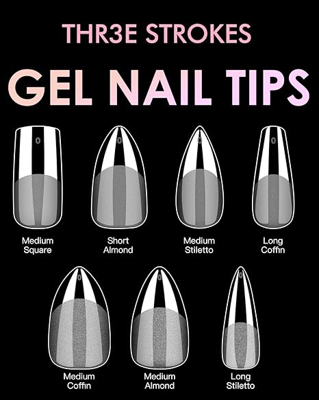 GV273 THR3E STROKES Soft GelNail Tips, Full Cover Clear Soft NailTips for Artificial False Nails Extension Nail Salons DIY NailArt with Box, 550PCS (MEDIUM STILLETO N20)